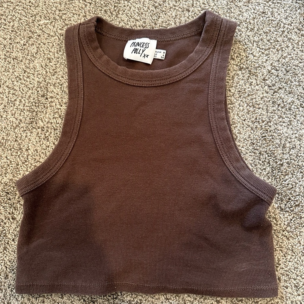 Princess Polly Brown Sleeveless Crop Top